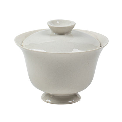 Gohobi Plant Ash Glaze High Foot Gaiwan – Song Style Handmade Literati Tea Bowl