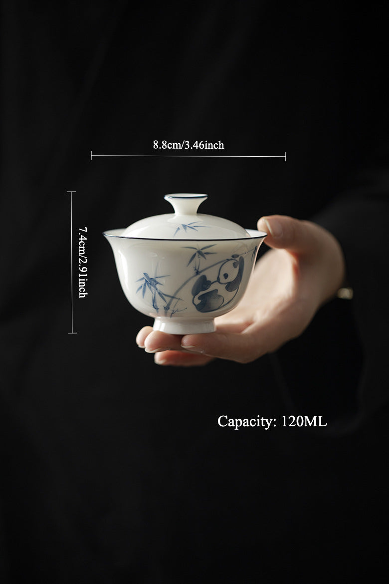 Gohobi Jade Clay White Porcelain Panda Gaiwan
