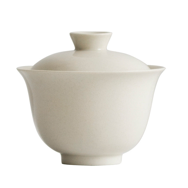 Gohobi Plant Ash Glaze Gaiwan – Song Style Handmade Ceramic Covered Tea Bowl