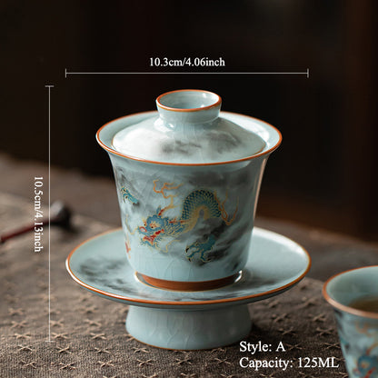 Gohobi Ru Kiln Celadon Dragon Gaiwan