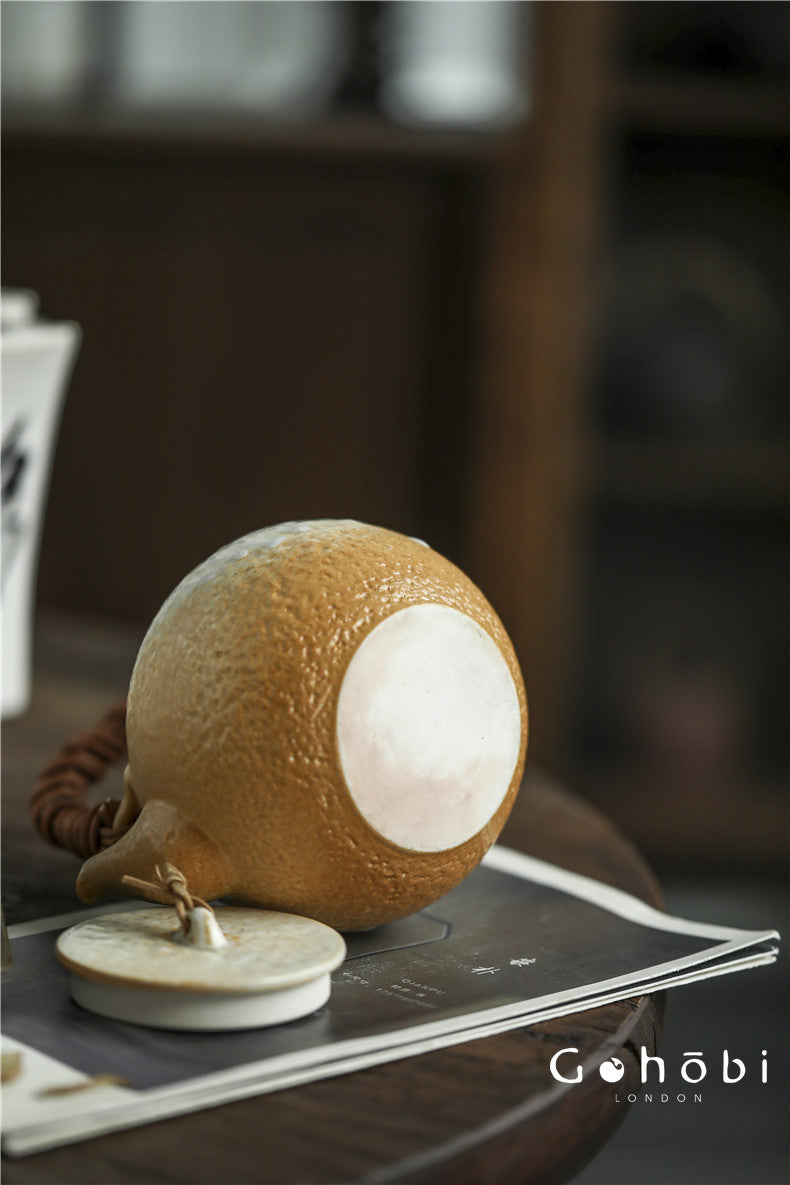 Gohobi Kiln-Changed Glaze Teapot – Pure Handmade White Mud Tea Brewer (900ml)