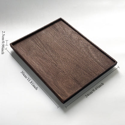 Gohobi Japanese-style Wabi-Sabi Rectangular Wooden Black Tray 005