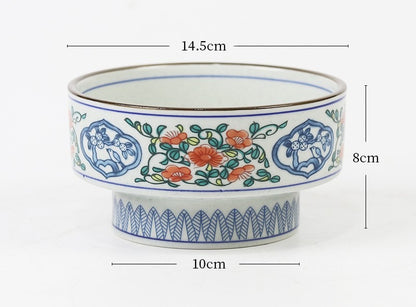 Gohobi Japanese Ikebana High-Foot Ceramic Bowl – Retro Floral Arrangement Vessel