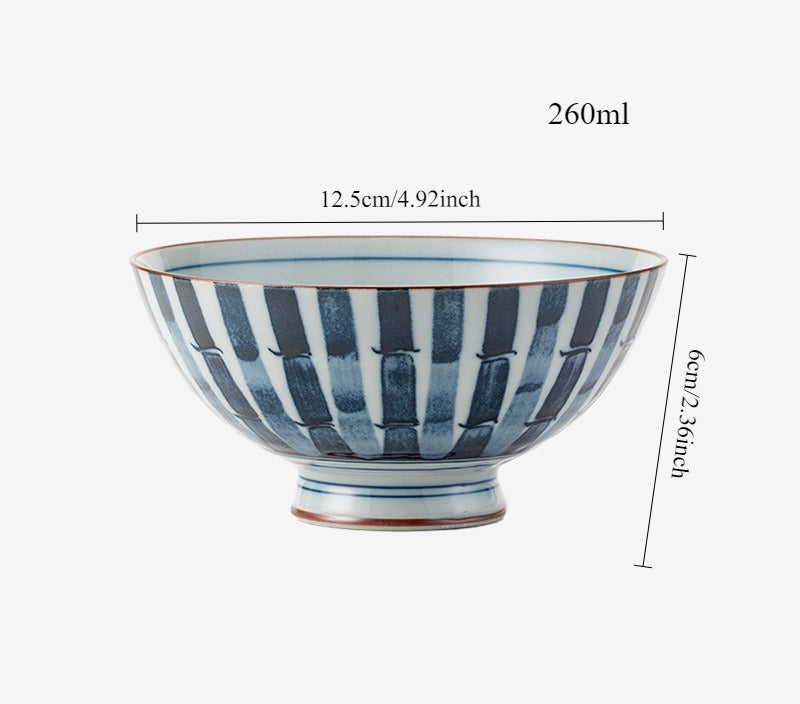 Gohobi Japanese Ancient Dyed Blue Rice Bowl – Minoya Porcelain Tableware [Made in Japan]