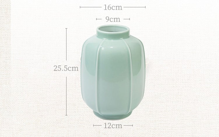 Gohobi Celadon Ikebana Vase – Japanese Style Ceramic Flower Arrangement Vessel