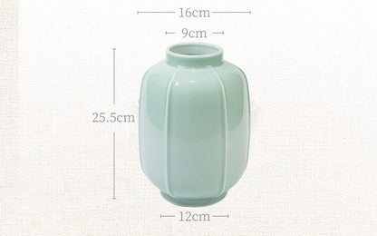 Gohobi Celadon Ikebana Vase – Japanese Style Ceramic Flower Arrangement Vessel