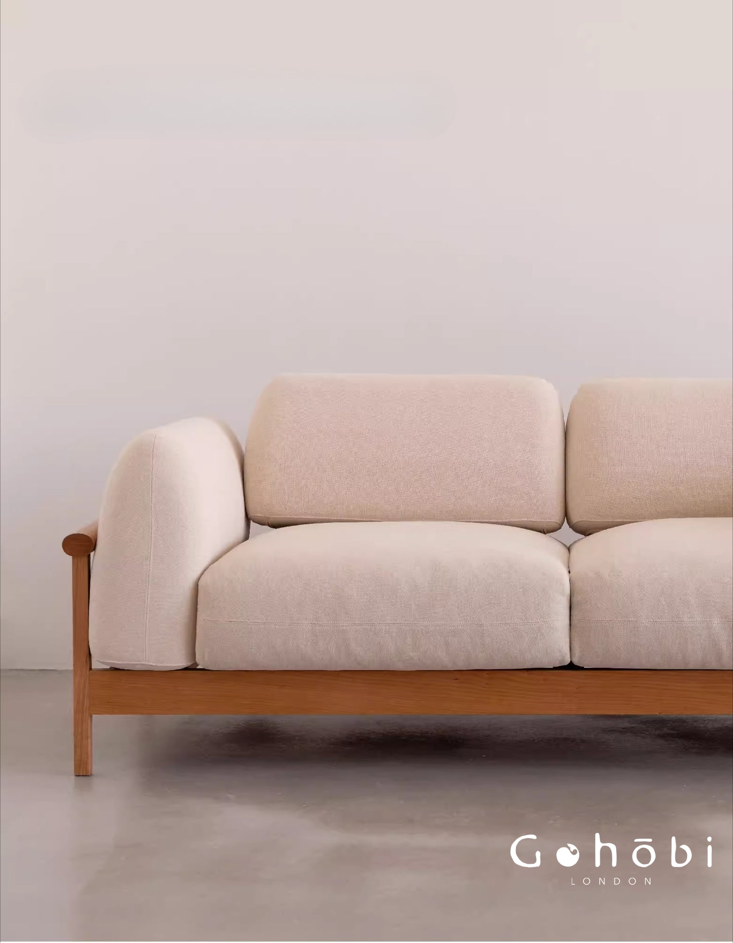 Gohobi Nordic Solid Wood Fabric Sofa – Handmade Double Sofa for Living Room or Small Apartment | FSC Certified Furniture