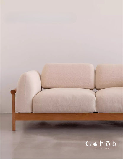 Gohobi Nordic Solid Wood Fabric Sofa – Handmade Double Sofa for Living Room or Small Apartment | FSC Certified Furniture