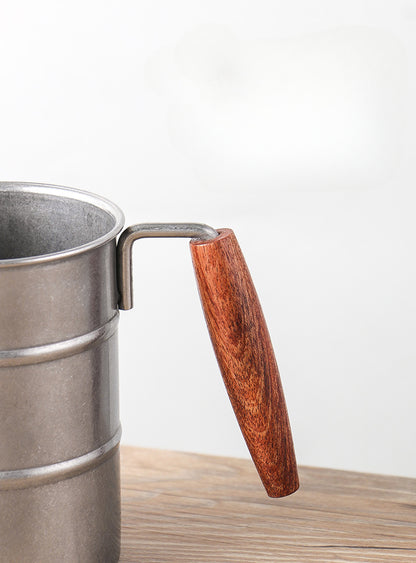 Gohobi Stainless Steel Mug Wooden Lid and Handle