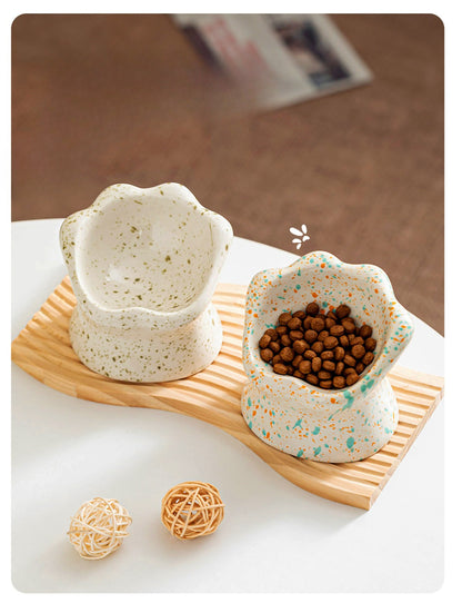 Gohobi Cat Paw Raised Ceramic Pet Bowl