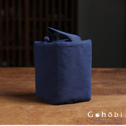 Gohobi Classic Travel Teaware Bag – Plain Cotton Tea Set Storage & Outdoor Carry Case
