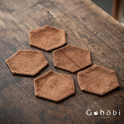 Gohobi Grass and Wood Tie-Dye Tea Coaster – Handmade Fabric Cup Holder Heat Insulation Pad