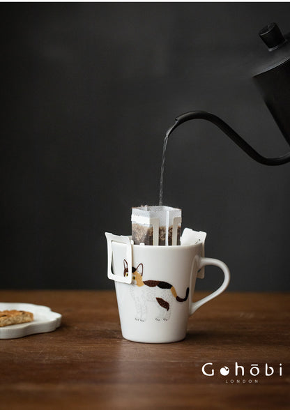 Gohobi Japanese Minoyaki Cute Cat Ceramic Mug [Made in Japan]