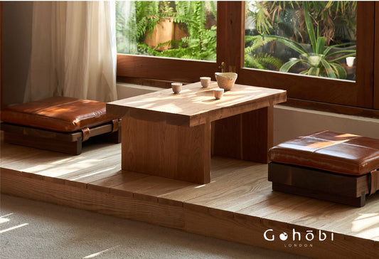 Gohobi Handmade Solid Wood Tatami Floor Platform – Japanese Style Red Oak & Black Walnut Bay Window Seating | FSC Certified Furniture