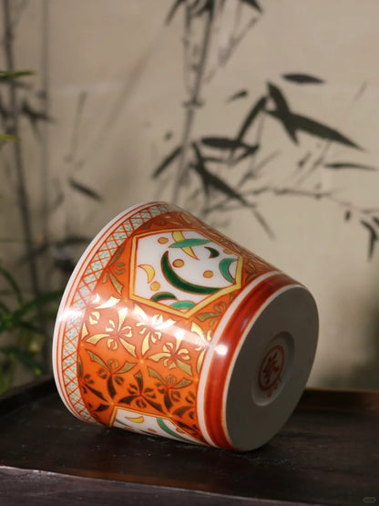 [清和堂 x Gohobi Gallery] Hand-painted Golden Orange Orchid Tea Cup Coffee Cup