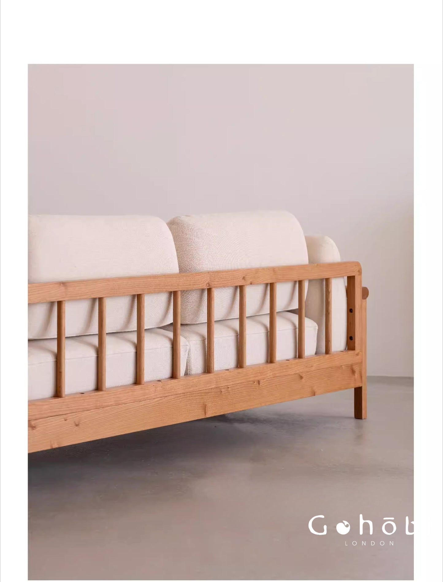 Gohobi Nordic Solid Wood Fabric Sofa – Handmade Double Sofa for Living Room or Small Apartment | FSC Certified Furniture