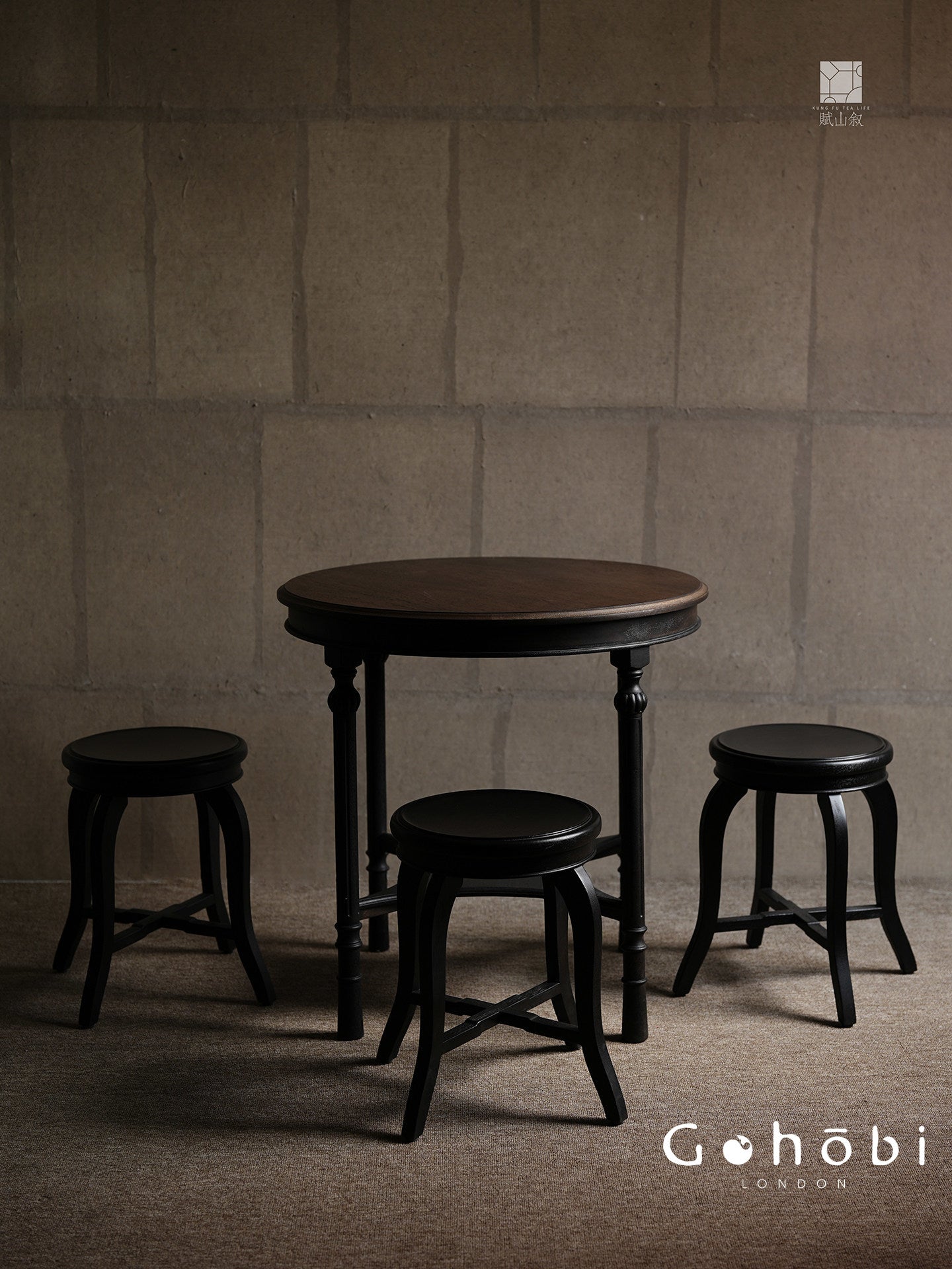 [賦山敘 x Gohobi] Gohobi Wabi-Sabi Teak Wood Tea Table – Round Solid Wood Tea Table