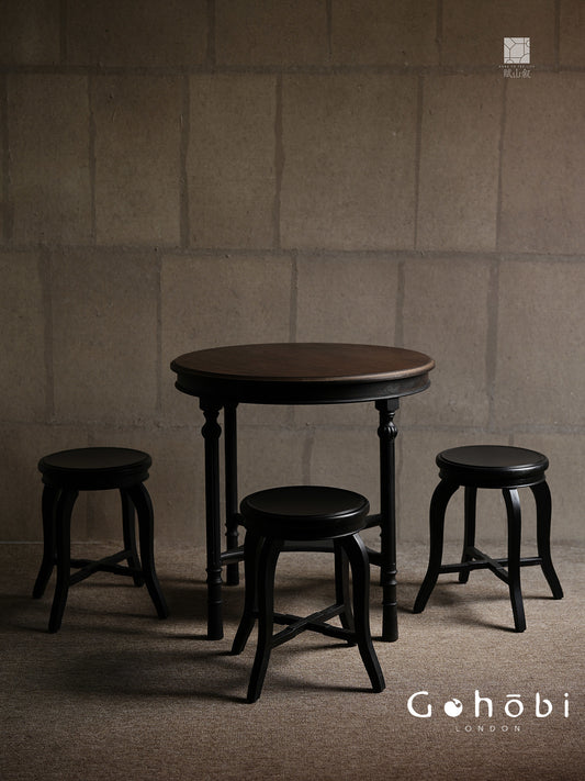 [賦山敘 x Gohobi] Gohobi Wabi-Sabi Teak Wood Tea Table – Round Solid Wood Tea Table