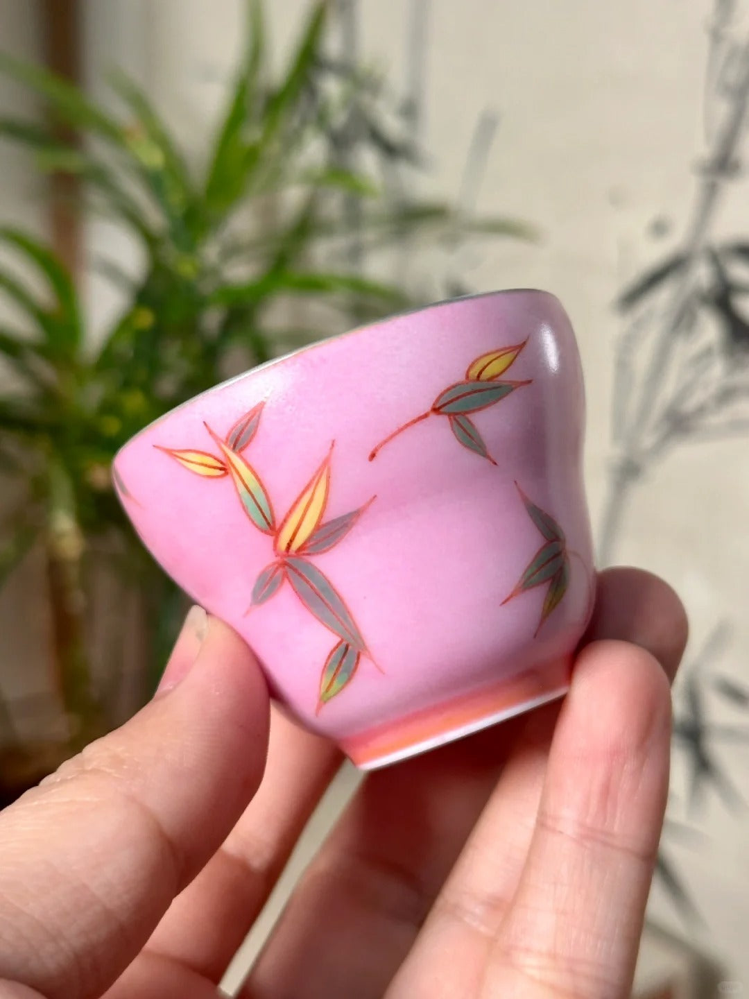 [清和堂 x Gohobi Gallery] Hand-painted Bamboo Leaf Pattern Tea Cup