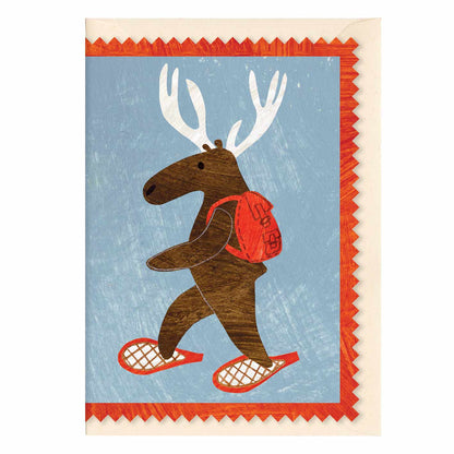 Mortlake Papers Winter Stag Christmas Card | Snowshoeing Woodland Animal | Greeting Card [Made in the UK]