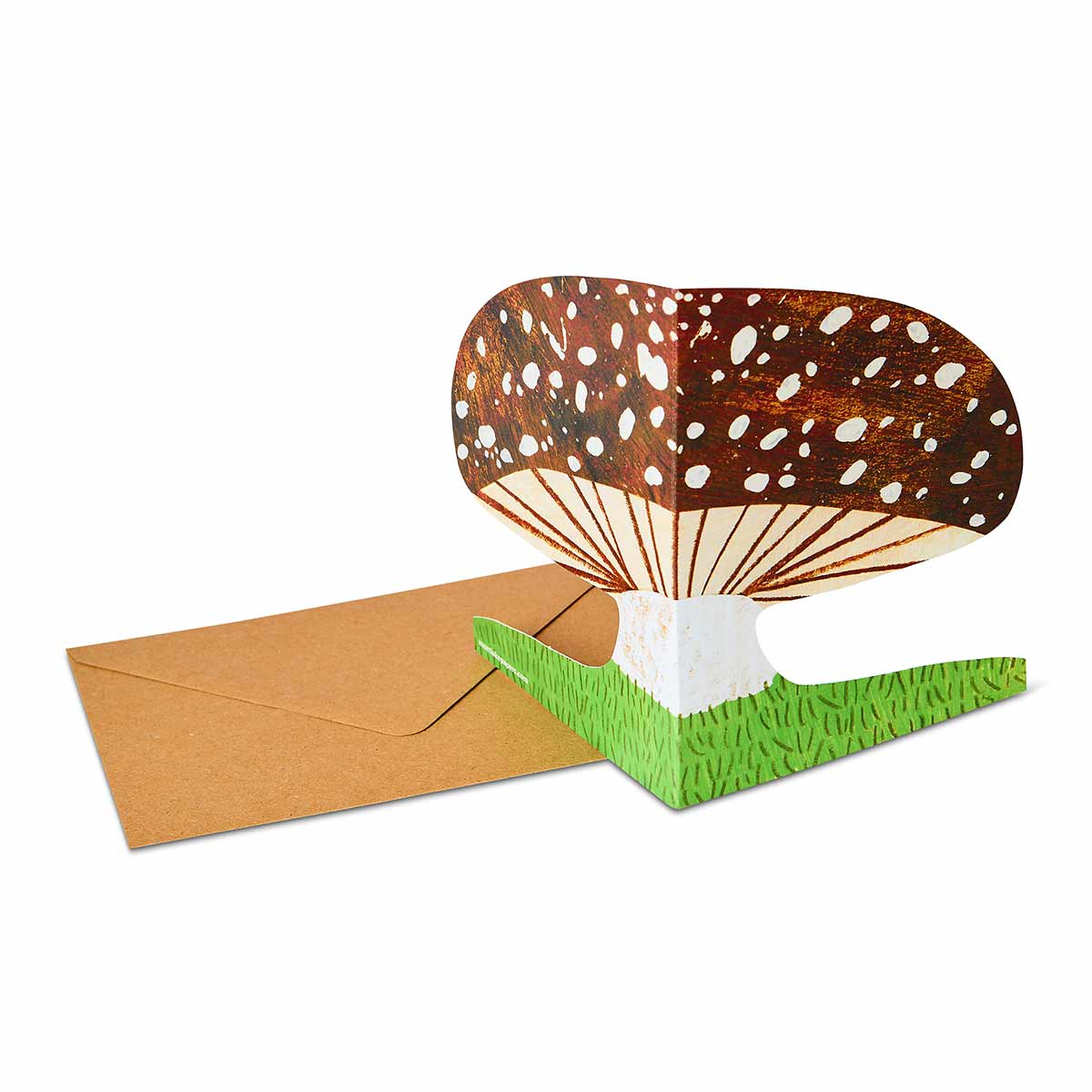 Mortlake Papers Brown Mushroom Shaped Greeting Card [Made in the UK]