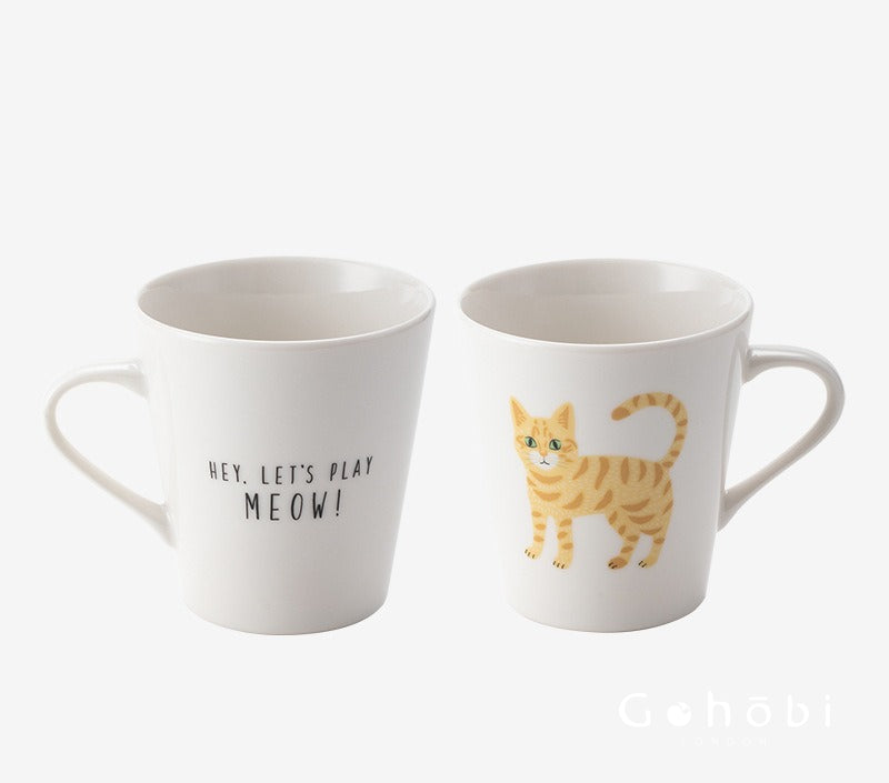 Gohobi Japanese Minoyaki Cute Cat Ceramic Mug [Made in Japan]