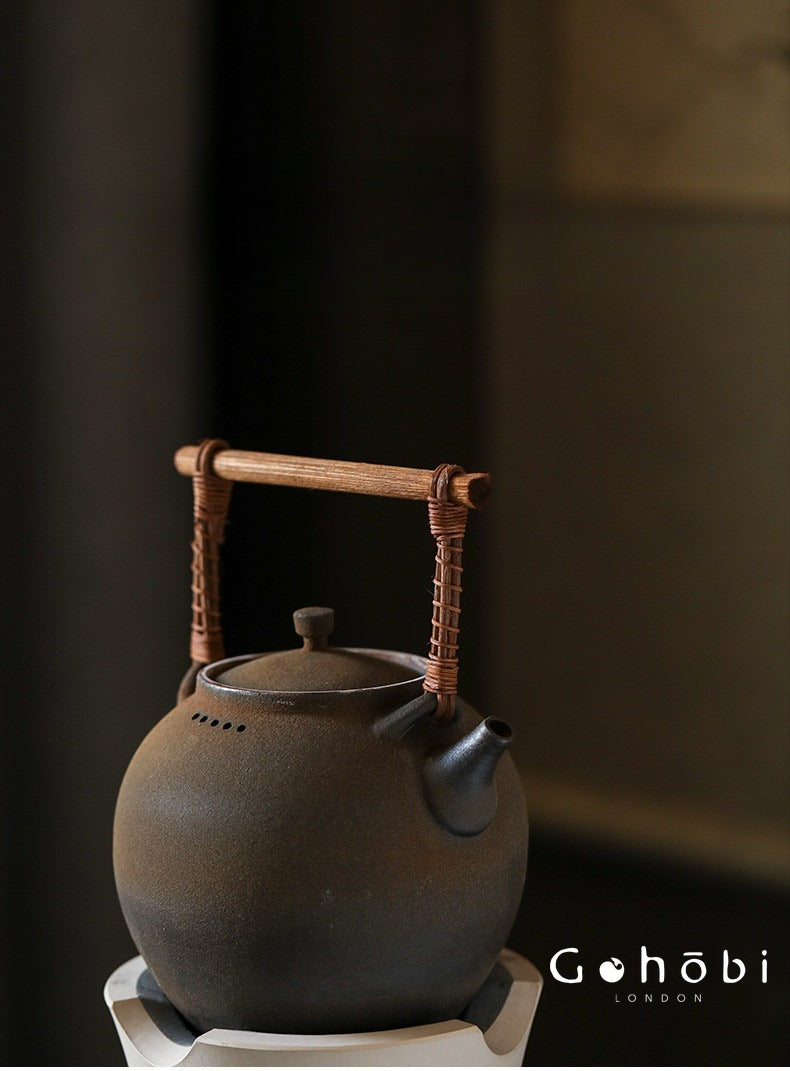 Gohobi Jingdezhen Firewood-Fired Teapot – Raw Ore Old Rock Mud Collector Kettle (1000ml)