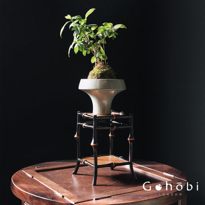 Gohobi Handmade Bamboo Flower Stand – Small Desktop Zen Tea Room & Orchid Display Table