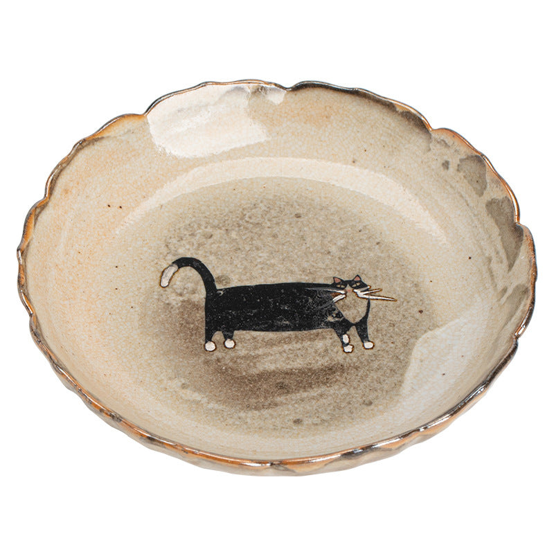 Gohobi Handmade Black Ink Hand-painted Cat Tray 002