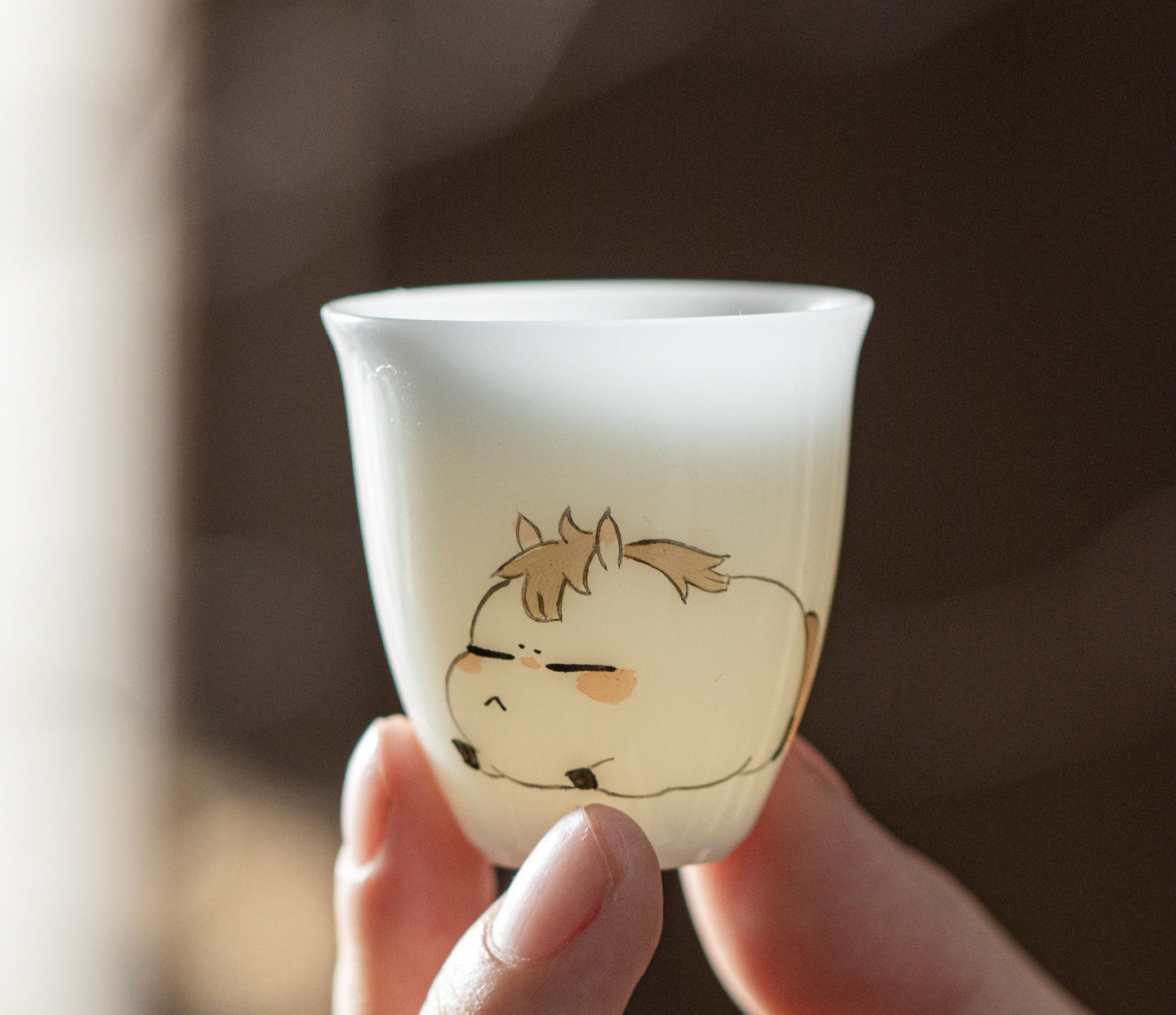 Gohobi White Jade Clay Chinese Zodiac Gongfu Tea Cup – Personal Ceramic Master Cup for Home Use and Gift