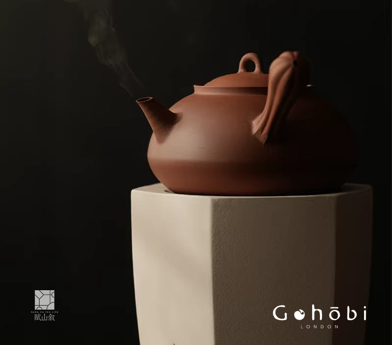 [賦山敘 x Gohobi] Gohobi Side Handle Ceramic Teapot – Red Clay Pot with Charcoal Stove or Electric Heating Kettle