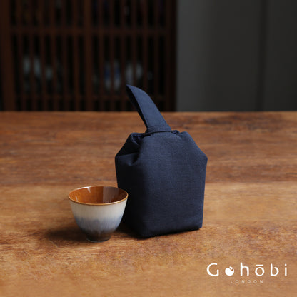 Gohobi Classic Travel Teaware Bag – Plain Cotton Tea Set Storage & Outdoor Carry Case