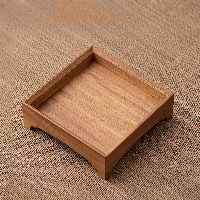 Gohobi Square Walnut Teak Wooden Serving Tray Teapot Tray