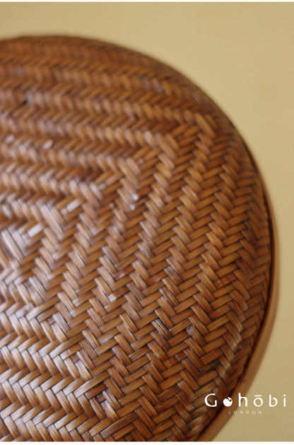Gohobi Handmade Bamboo Woven Pu'er Tea Box – Retro Chinese Tea Cake Storage Box for Qizi Cake Collection