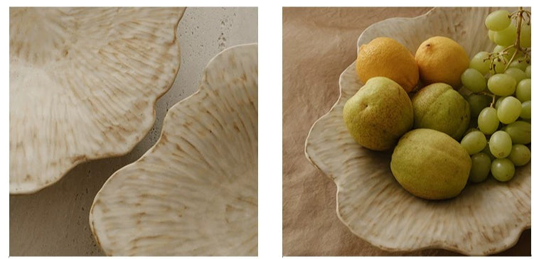 Gohobi French Petal-Shaped Coarse Ceramic Deep Plate