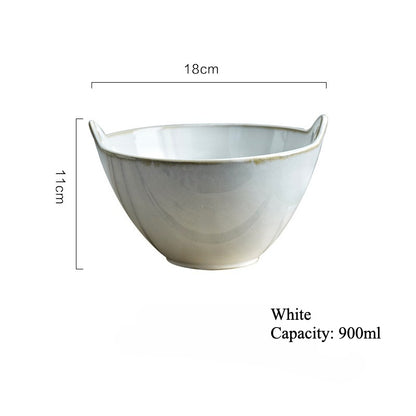 Gohobi Japanese Ceramic Double-Handled Bowl