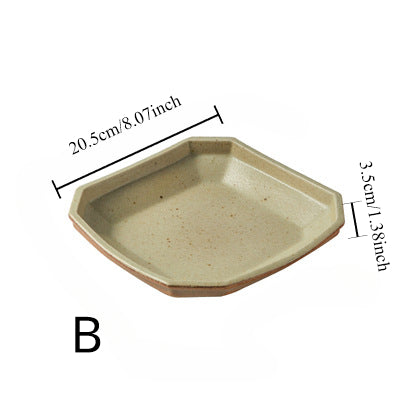 Gohobi Ceramic Grey and Yellow Handmade Plate Teapot Tray