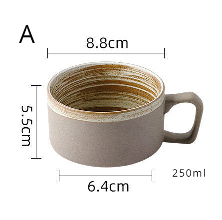 Gohobi Handmade Stoneware Black and Brown Coffee Mug and Saucer