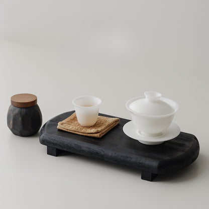 Plateau noir en bois carbonisé de style japonais Gohobi Wabi-Sabi 003