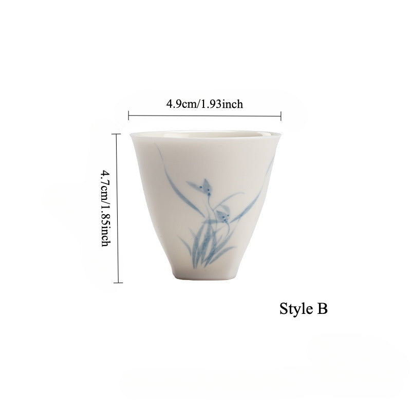 Gohobi Celadon Blue and White Bamboo Teacup