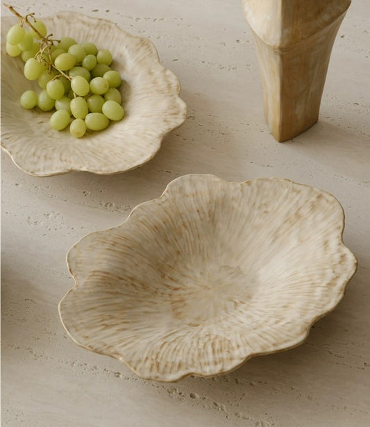 Gohobi French Petal-Shaped Coarse Ceramic Deep Plate