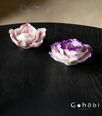 Gohobi Handmade Floral Incense Holder 010 - Purple and Pink Peony