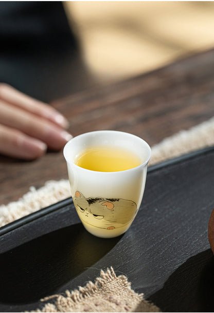 Gohobi White Jade Clay Chinese Zodiac Gongfu Tea Cup – Personal Ceramic Master Cup for Home Use and Gift