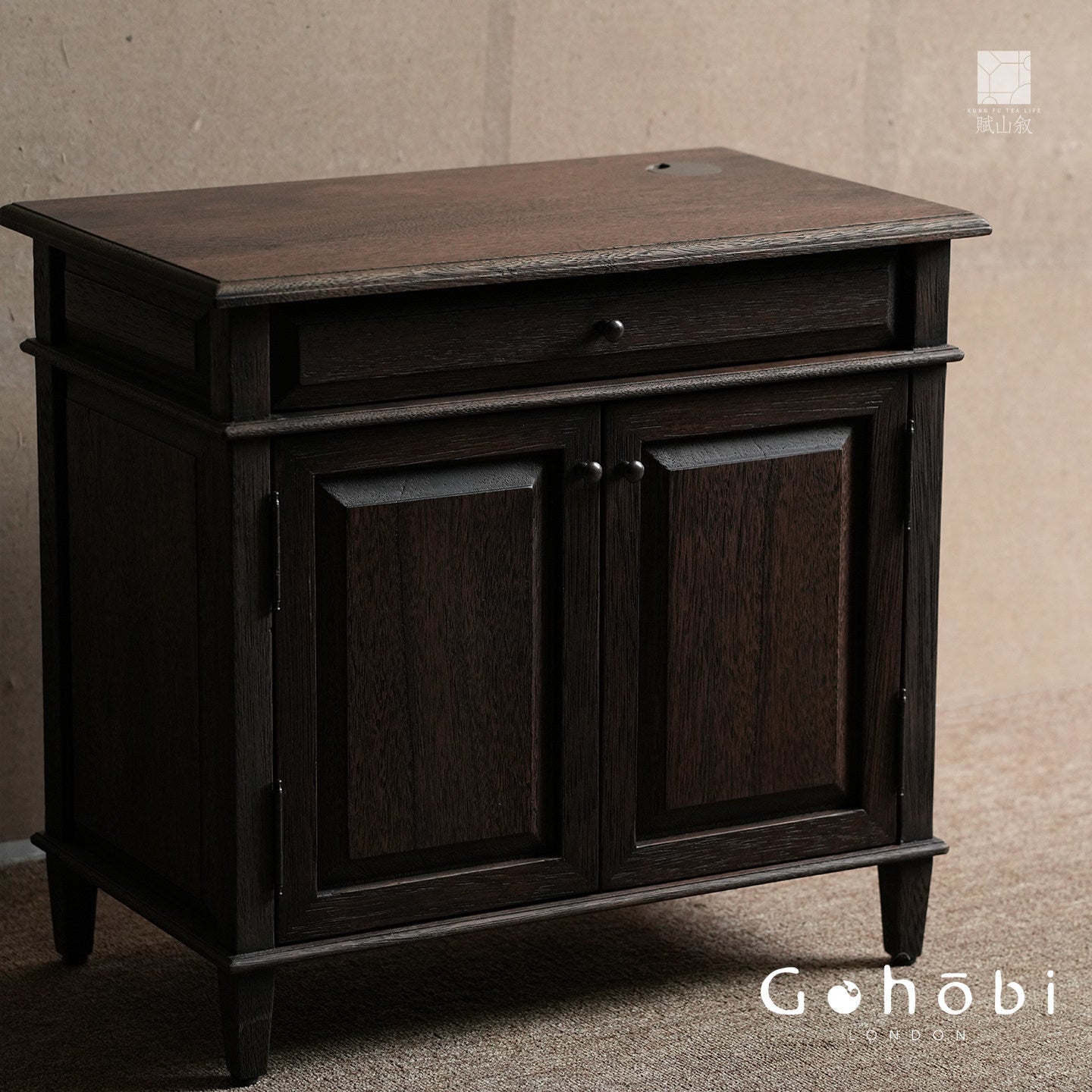 [賦山敘 x Gohobi] Gohobi Shanghai Style Teak Tea Cabinet – Solid Wood Retro Tea Table Side Cabinet