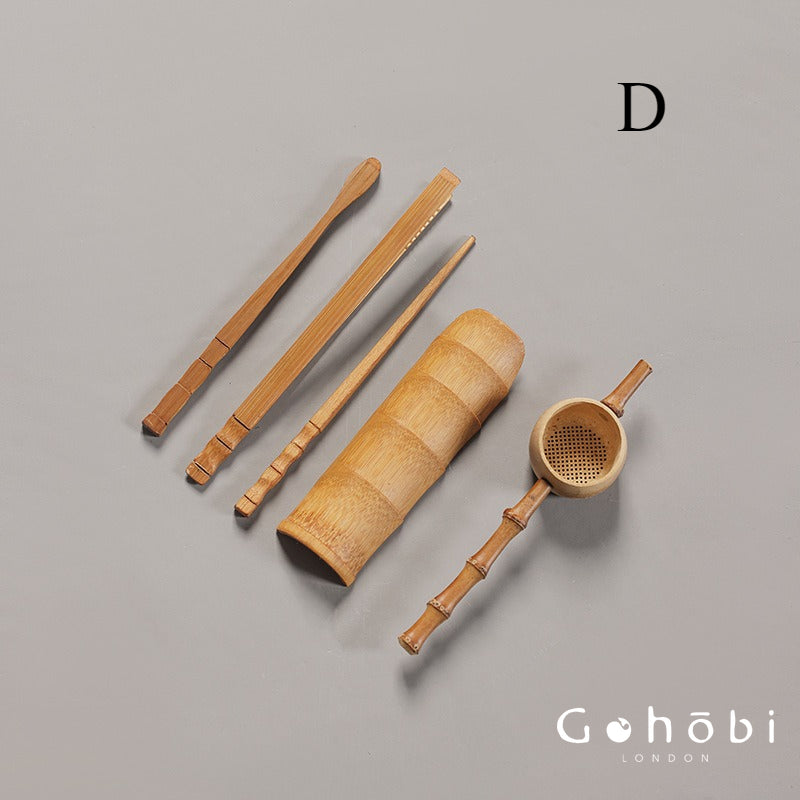 Gohobi Bamboo Basket Tea Accessories Set – Japanese-Style Six Gentlemen Kung Fu Tea Tools