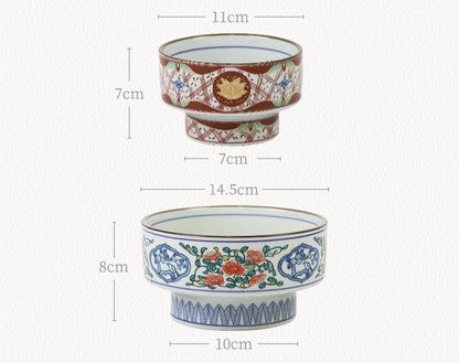 Gohobi Japanese Ikebana High-Foot Ceramic Bowl – Retro Floral Arrangement Vessel