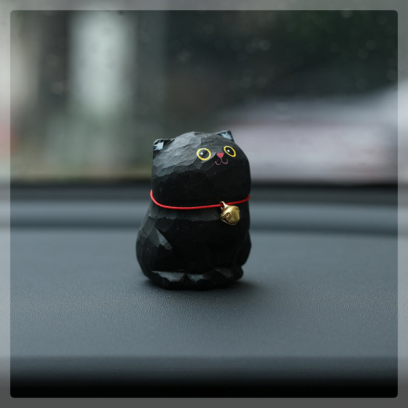 Gohobi Handcrafted Large Wooden Black Cat Ornament