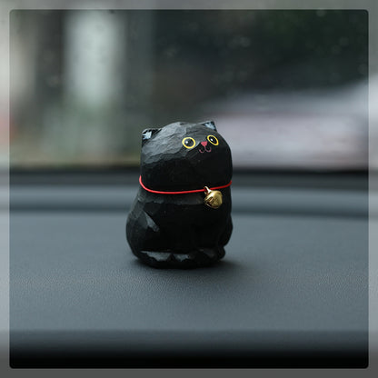 Gohobi Handcrafted Large Wooden Black Cat Ornament