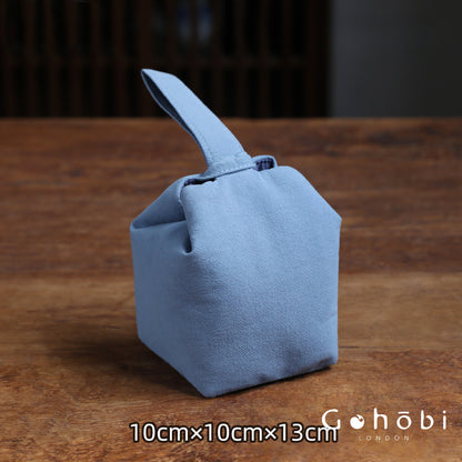 Gohobi Classic Travel Teaware Bag – Plain Cotton Tea Set Storage & Outdoor Carry Case