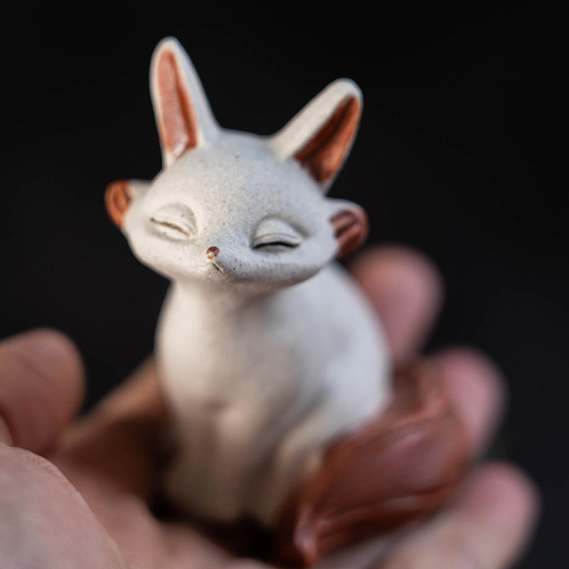 Gohobi Handmade Ceramic YiXing Clay Fox Ornament Tea pet